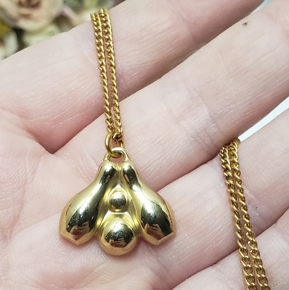 Beautiful Golden Bowling Pin & Bowl Necklace